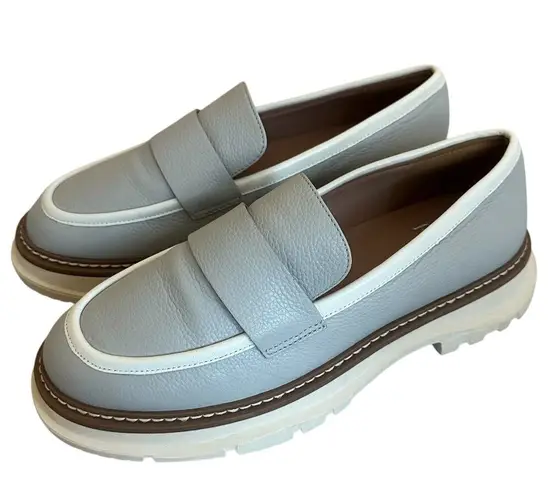 Linea Paolo Minka Loafers Light Grey Leather Classic Shoes Size 7 Women's