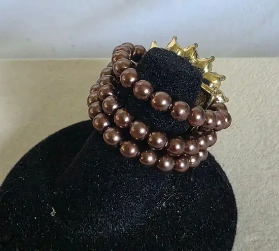 Rhinestone Sunflower Stretch Ring Gold