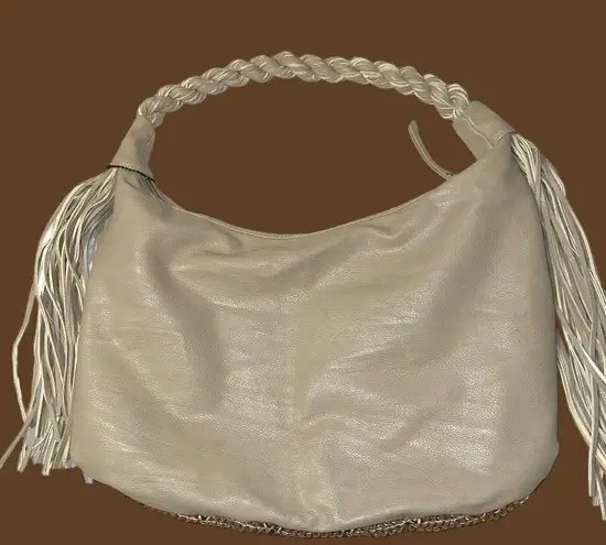 Big Buddha  awesome bag! Cream and brown chevron design with fringe and sparkle