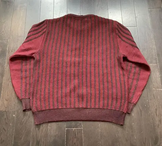 Bonjour Red And Black Grandpa Knitted Geometric Pattern Sweater