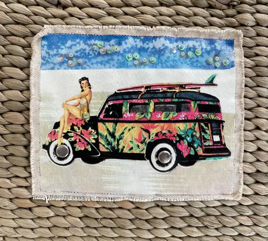 Vintage Y2K Beach Surf Volkswagen Bug Corn Husk Wicker Small Handbag Purse Multiple