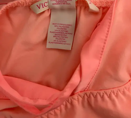 Victoria's Secret Babydoll Coral Slip Dress Lingerie size Small Satin Details