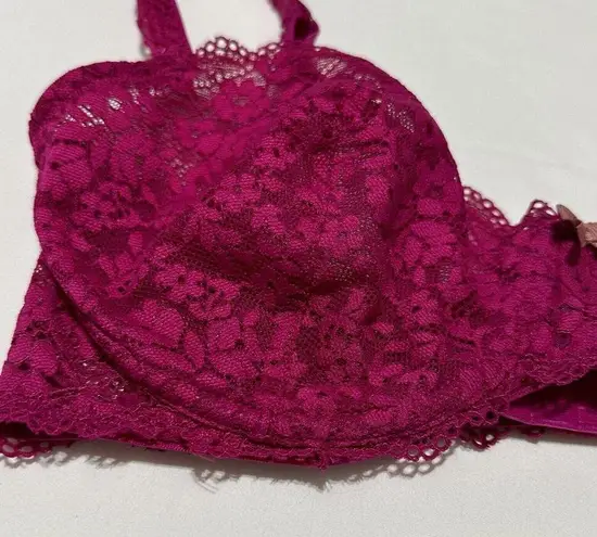 gilligan and o'malley Gilligan & O’Malley Balconette Bra Floral Lace Underwire  36C Magenta Shade