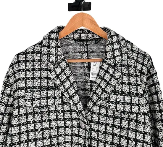 New York & Co Black White Tweed Crop Jacket size XXL Long Sleeve NWT Blazer