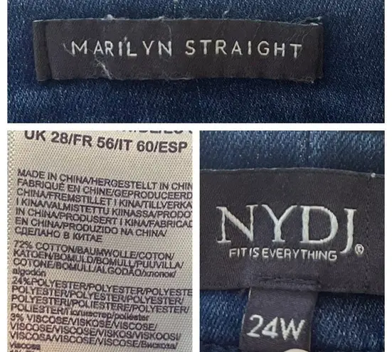 NYDJ Marilyn Straight Leg Crop Snap Closure Medium Wash Women’s Plus Size 24W