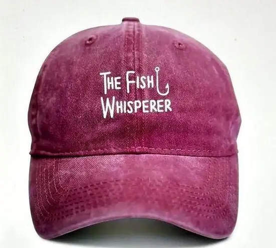 Unisex Cotton Adjustable Snapback Baseball Cap Fish Whisperer Burgundy Purple