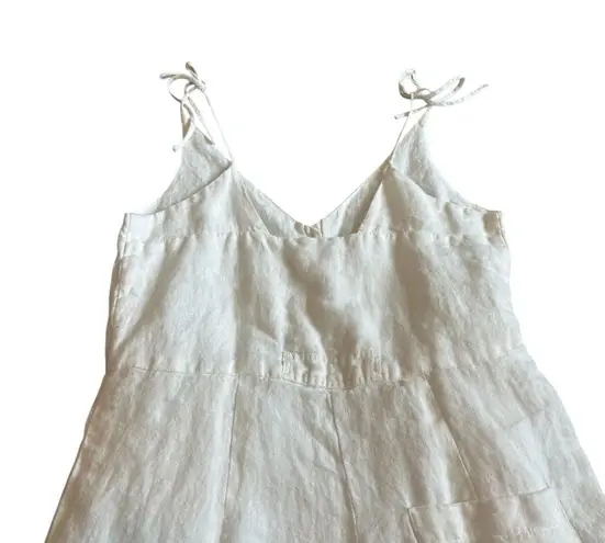 McGuire Denim McGuire White Linen Sleeveless Jumpsuit Partial Button-Down Pockets Size Small