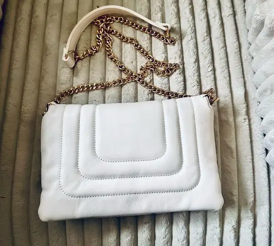Sondra Roberts Squared White/Gold Crossbody Bag