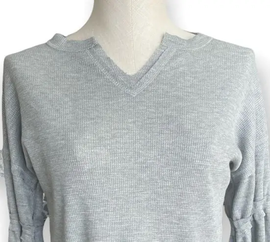 Baea women Gray Flare Sleeve Thermal Knit T