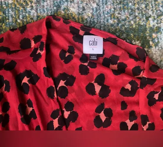 CAbi Siren red leopard print wrap dress, size large style #5771