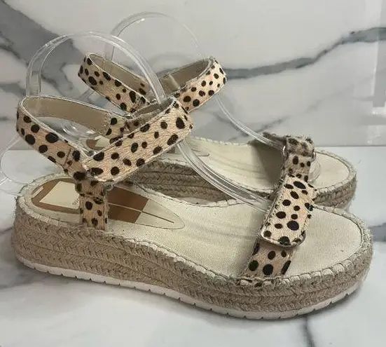 Dolce Vita | Leopard Print Calf Hair Hook & Loop Platform Chucky Sandals Sz 9.5 Brown