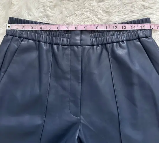 Rebecca Taylor Pants Vegan Leather Track Pant Crop Dark Navy Blue 14 NWT New