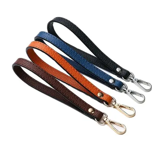 Red and Silver Accessories Wrist Strap Purse Bag Strap 20CM PU Leather Handles