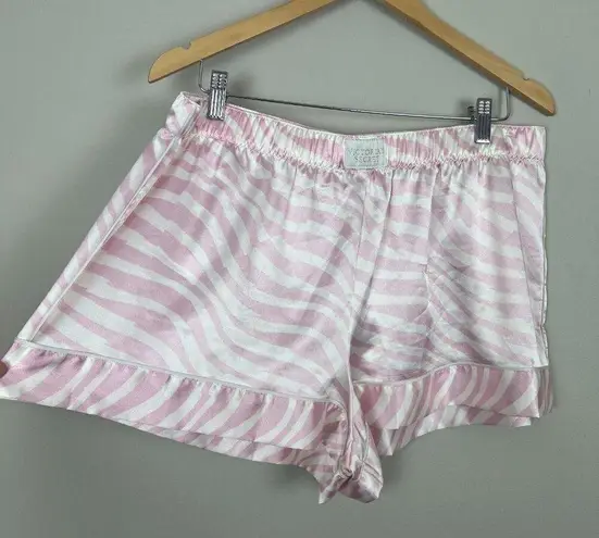 Victoria's Secret Victoria Secret Satin Pajama Shorts XL Pink White Zebra Stripe Silky Pull On New