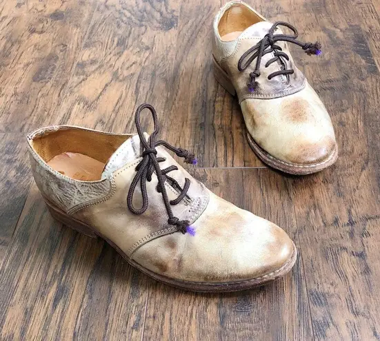 Bed Stu • Fury saddle oxfords tan taupe leather lace up shoes beige