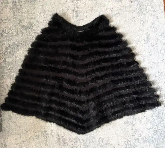 Vintage Y2K Rabbit Fur Poncho Black Size undefined
