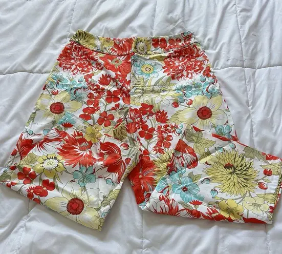 Valerie Stevens Womens 14P Floral Floral Red Yellow Pants Office Spring Summer
