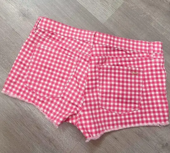 Juicy Couture  Vintage Y2K Checkered Pink Barbie Rhinestones Shorts Size 28