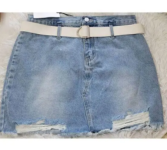 Grey Lab Size M Belted Jean Skirt Distressed Frayed New Blue Size M