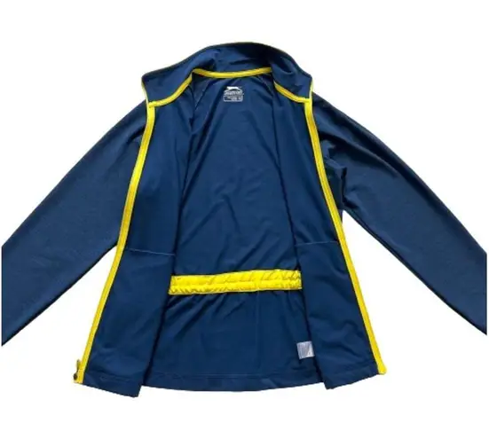 Slazenger Blue Yellow Trim Zip Front Pockets Golf Active Workout Jacket Size XS