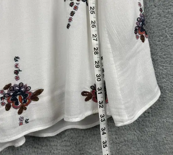 Free People  Oxford Floral Embroidered Mini Dress Long Sleeve Open Back Size S