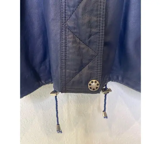 Vintage 1980’s Buttery Leather Jacket Brown & Navy by M. Bogner Sz Lg