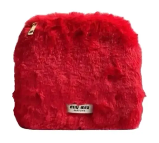 Miu Miu Faux Fur Cosmetics Pouch - Red