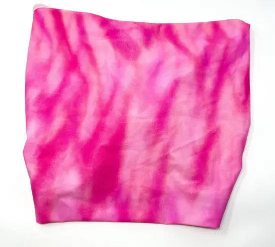 Ganni Pink Tie Dye Front Zip Bandeau Bikini Top