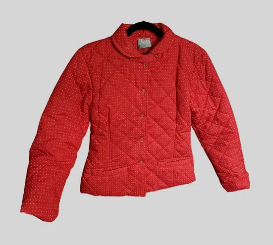 Vintage Sandro Paris Quilted Jacket Red Small Calico French Country Cottagecore