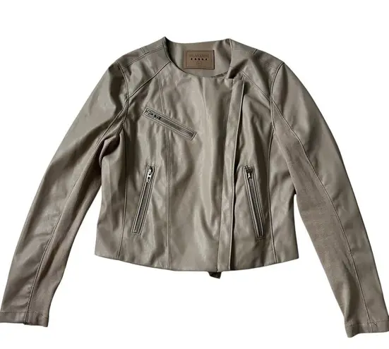 Blank NYC Sandstone Faux Leather Collarless Jacket Women Size Medium | 68