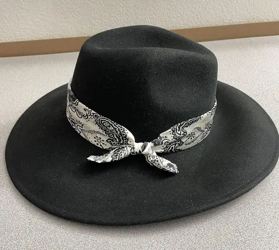 Genie by Eugenia Kim Wool Fedora Hat Black Womens Paisley Band White Outdoors