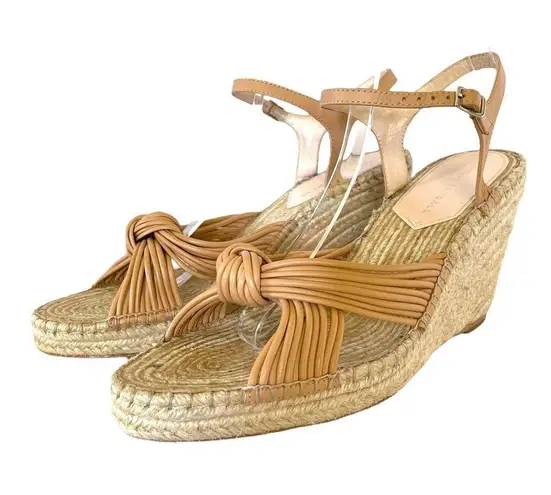 Loeffler Randall Priya Wedge Espadrille in Beige/Khaki - Heeled Leather Sandal