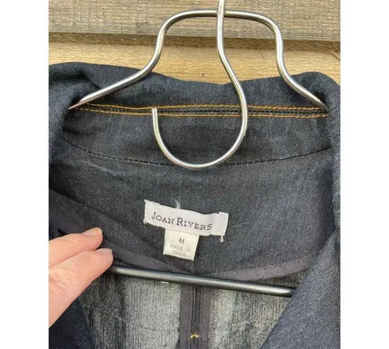 Joan Rivers size M dark wash rushed waist shoulders denim jacket.