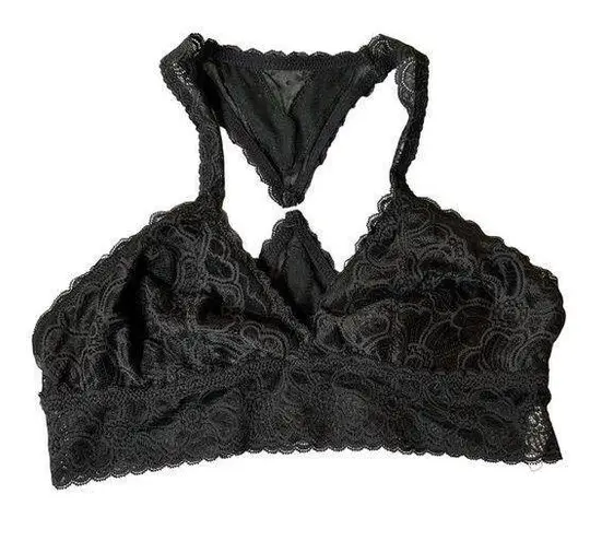 Aerie  Bralette Womens Large Black Lace V Neck Racerback Bralette