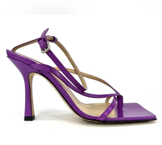 Bottega Veneta Stretch Strappy Purple Leather Heel Sandals Size EU 35.5
