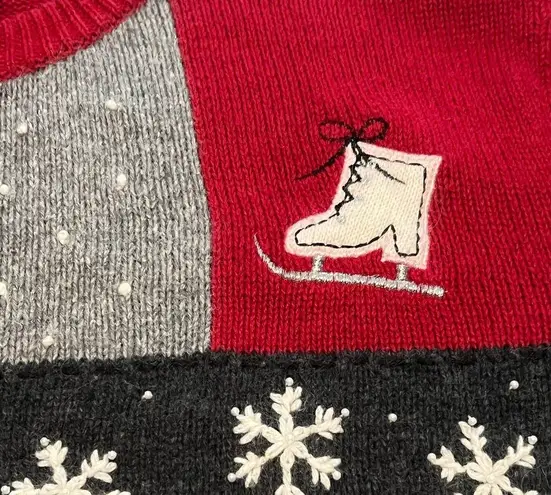 Croft & Barrow Vintage  Ugly Christmas Sweater Patchwork XL Embroidery Snowman‎