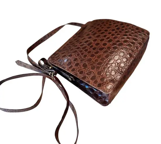 Jill Stuart Vintage Croc-Embossed Leather Crossbody Bag | Made in Italy | 9x8x2”