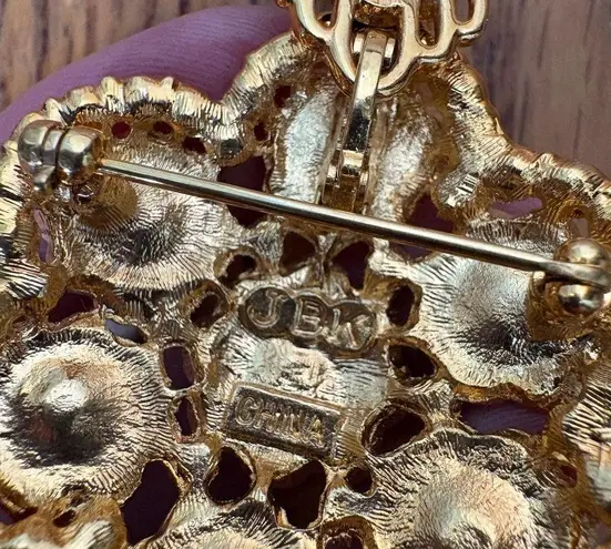 Vintage Camrose Kross Jackie Kennedy Grand Tour Replica Blue Flowers Necklace Gold