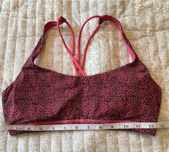 CRZ Yoga Pink & Black Leopard Print Low Support Strappy Back Sports Bra Medium