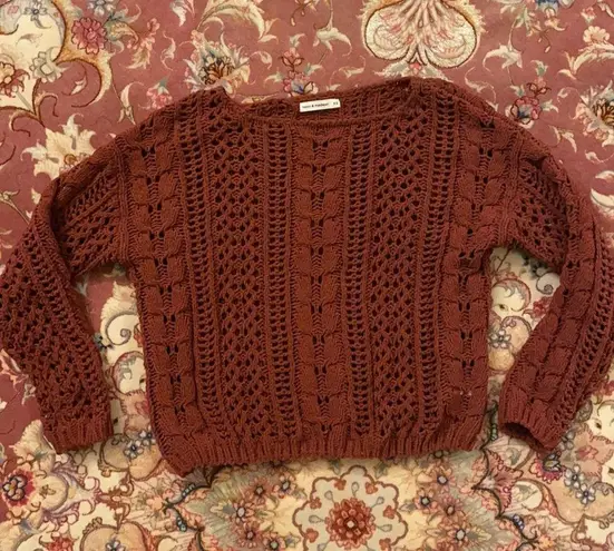 moon&madison Moon and madison thick cable crochet knit sweater