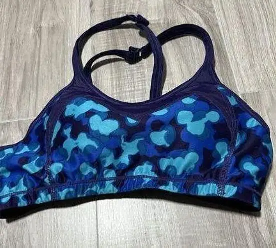 Moving Comfort  Women's Small A/B Cup Sports Bra Urban X-Over Blue