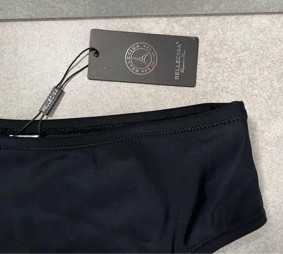 Relleciga Bikini Bottom Black High Cut High Waisted Swim Bottom Sz S NWT