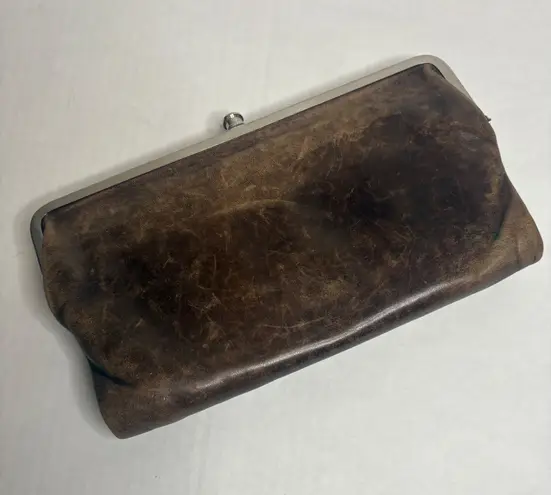 Hobo The Original Lauren Brown Leather Clutch Wallet Kisslock Zip Around