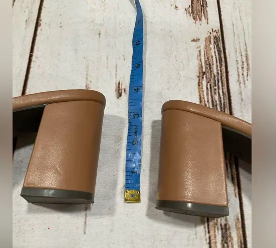 Adrienne Vittadini ALBI COGNAC SLIDE SANDAL OPEN TOE BLOCK HEEL