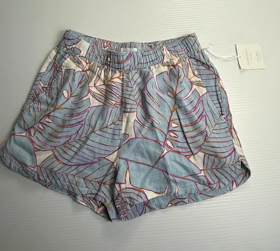Cynthia Rowley Cynthia‎ Rowley Linen Blend Leaf Print Shorts Blue Purple XS NWT - Image 1