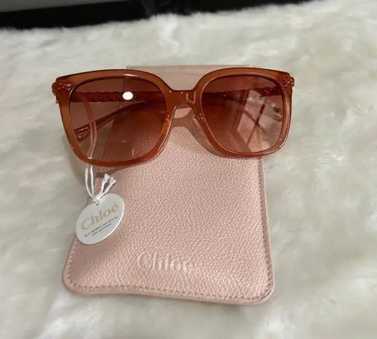 Chloé Chloe Core 56mm Square Sunglasses Nude Nude Orange Womens Size NS