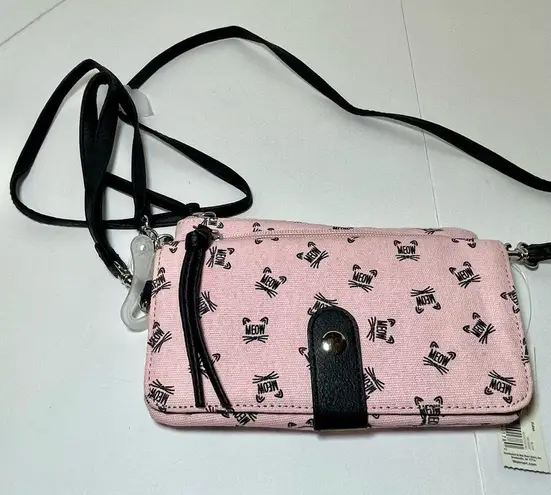 Cat Meow Pink Crossbody Wallet Purse New