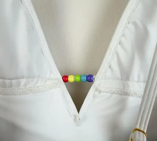 Charlie Holiday Jodie Shirred One Piece Swimwear Swimsuit in White Size Small