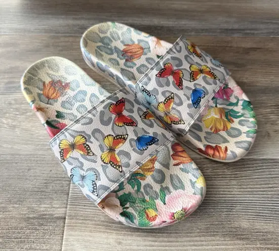 Johnny Was Mayflower Floral Butterfly Pool Slides Multicolor Women’s 8 $98 MSRP