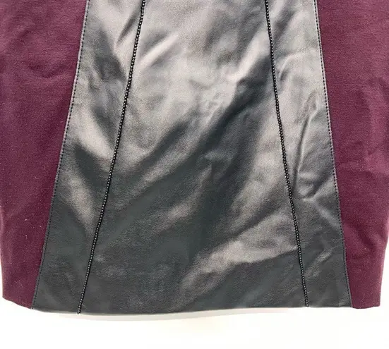 Akris Punto Pencil Skirt in Black Cherry (Purple) w/Vegan Leather Front Panel-4